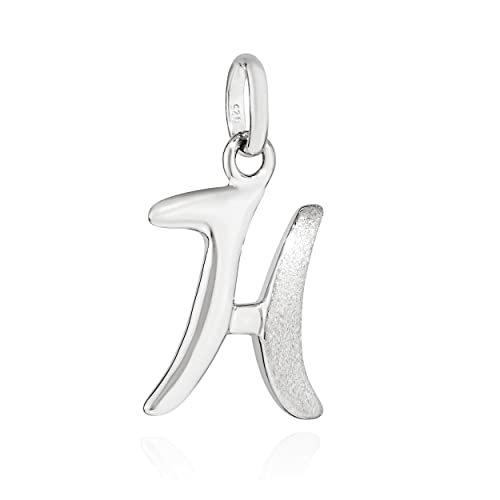 NKlaus Kettenanhänger H Buchstabe 925 Silber teilmatt rhod. 15x10mm Alphabet Amulett 13651 von NKlaus