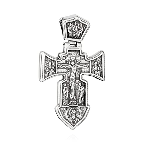 NKlaus Kettenanhänger Jesus Kreuz 925 Silber Orthodoxe Anhänger Glaubenssymbol K103 von NKlaus