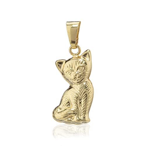 NKlaus Kettenanhänger Katze 333 Gelb Gold 8 Karat 17mm glänzendes Haustier Amulett 6523 von NKlaus