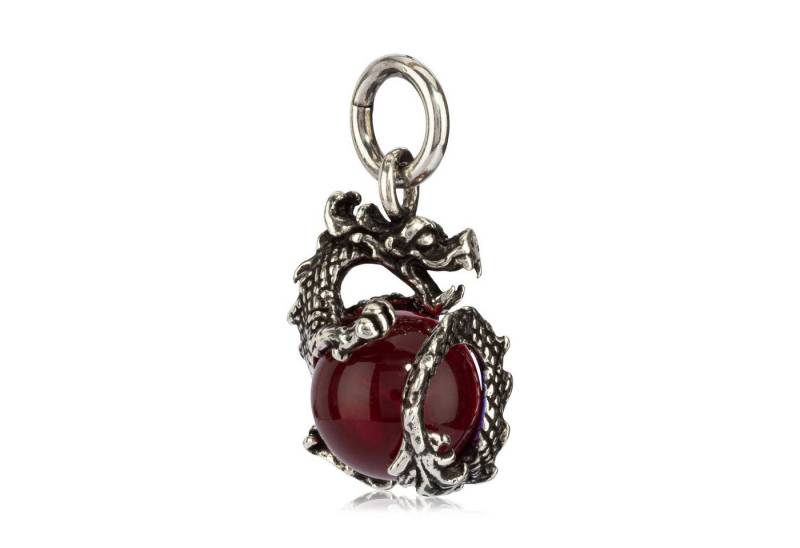 NKlaus Kettenanhänger Kettenanhänger Drache mit Glaskugel Rot 925 Silbe, 925 Sterling Silber Silberschmuck für Damen von NKlaus