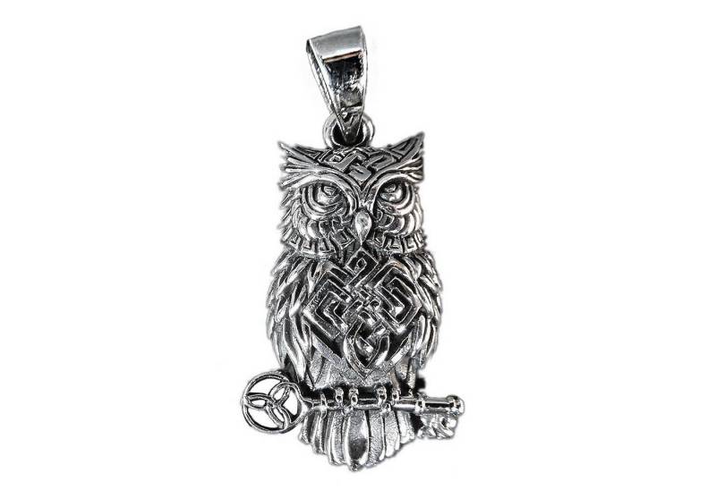 NKlaus Kettenanhänger Kettenanhänger Eule 925 Silber Oxidiert 3cm Kelten, 925 Sterling Silber Silberschmuck für Damen von NKlaus