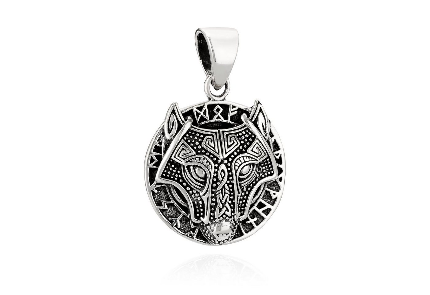 NKlaus Kettenanhänger Kettenanhänger Fenris Wolf 925 Silber 20mm rund Si von NKlaus