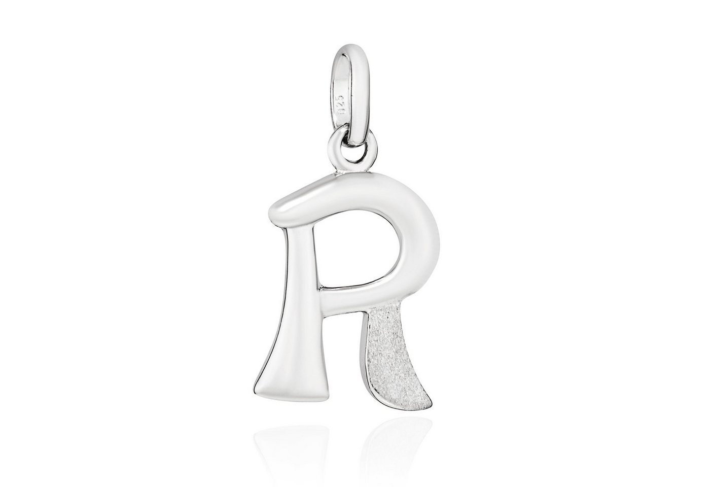 NKlaus Kettenanhänger Kettenanhänger R Buchstabe 925 Silber teilmatt rhod. 15x9mm Alphabet A von NKlaus