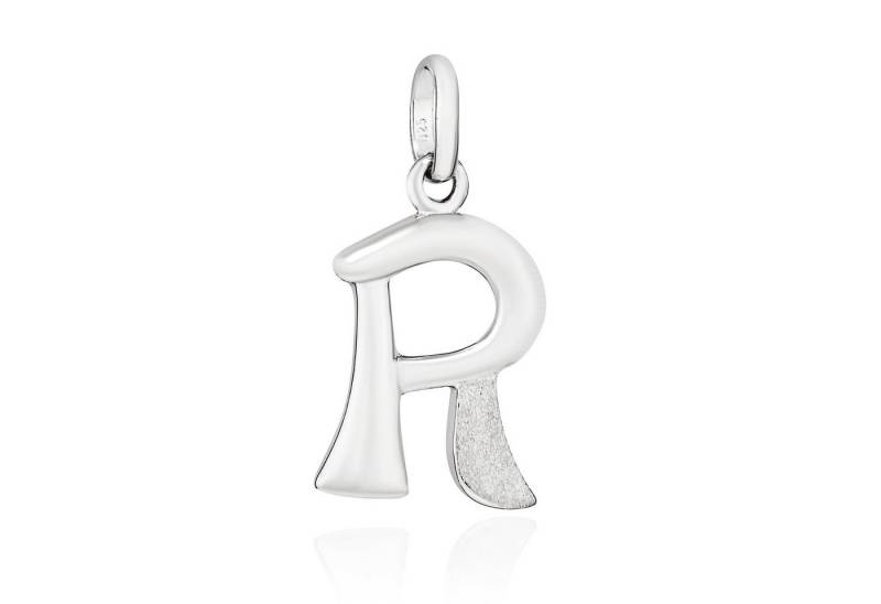 NKlaus Kettenanhänger Kettenanhänger R Buchstabe 925 Silber teilmatt rhod. 15x9mm Alphabet A von NKlaus