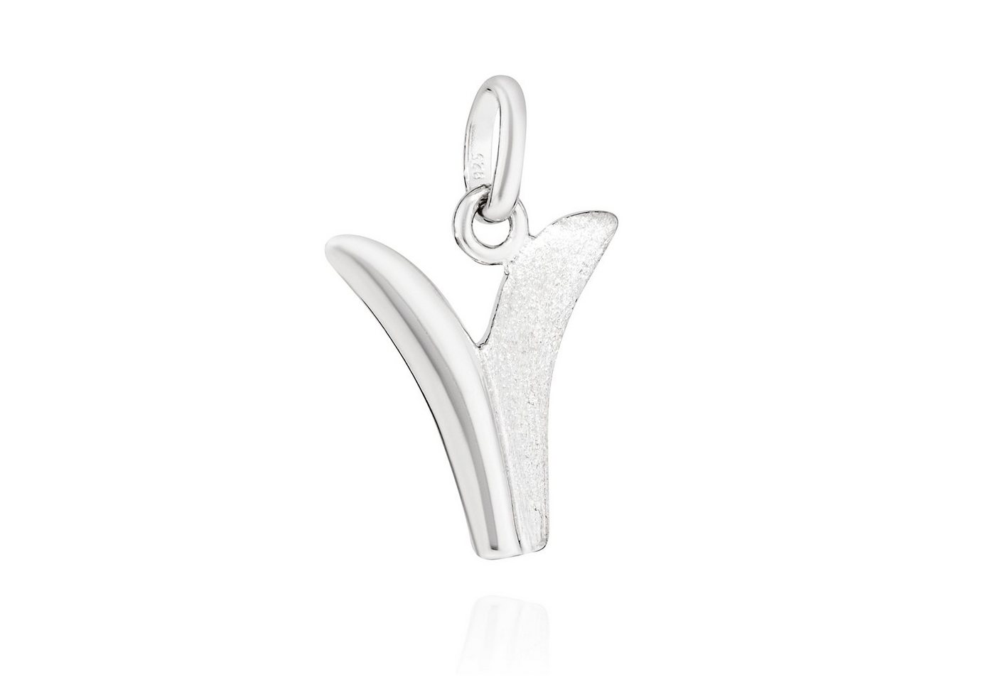 NKlaus Kettenanhänger Kettenanhänger V Buchstabe 925 Silber teilmatt rhod. 13x11mm Alphabet von NKlaus