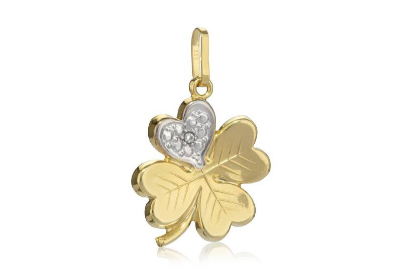 NKlaus Kettenanhänger Kettenanhänger klein Kleeblatt 333 Gelb Gold 8 Kar von NKlaus