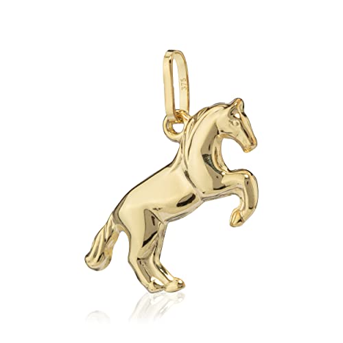 NKlaus Kettenanhänger Laufpferd 375 Gelb Gold 9Karat 20x11,3mm Pferd klein glänzende Amulett 5649 von NKlaus