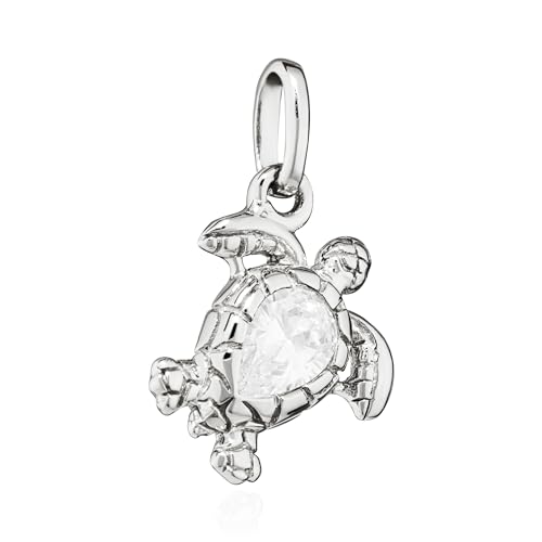 NKlaus Kettenanhänger Schildkröte 925 Silber Zirkonia weiß 13x11mm Tier Amulett 15380 von NKlaus