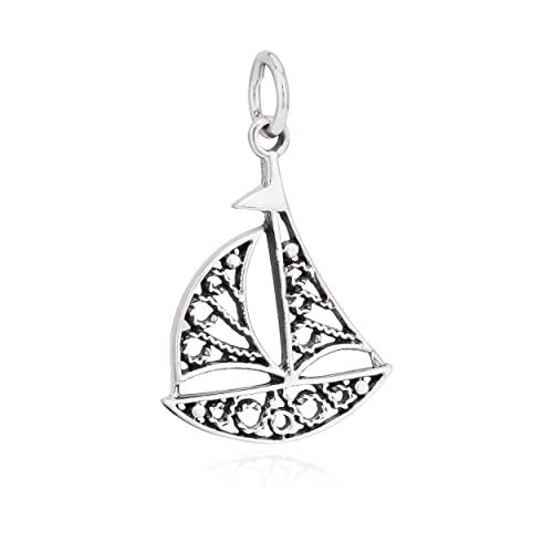 NKlaus Kettenanhänger Segelboot 925 Silber 23x16mm Meer Silberanhänger Maritim Amulett 10271 von NKlaus