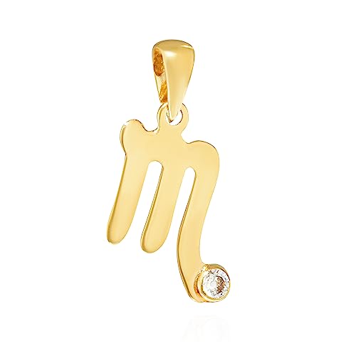 NKlaus Kettenanhänger Sternzeichen Skorpion 333 Gelb Gold 8 Kt Zirkonia Weiß Talisman 14510 von NKlaus