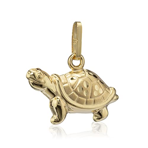 NKlaus Kettenanhänger kleine Schildkröte 375 Gelb Gold 16,3mm Beidseitig Glanz/Matt 4189 von NKlaus