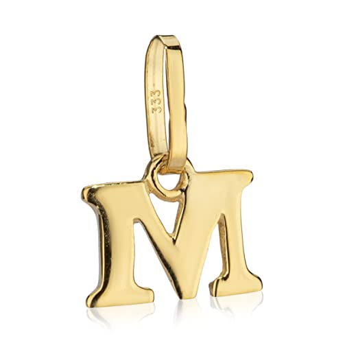 NKlaus Kettenanhänger kleiner Buchstabe M 333 Gelb Gold 8 Karat 8x6mm Kinder Alphabet Amulett 1327 von NKlaus