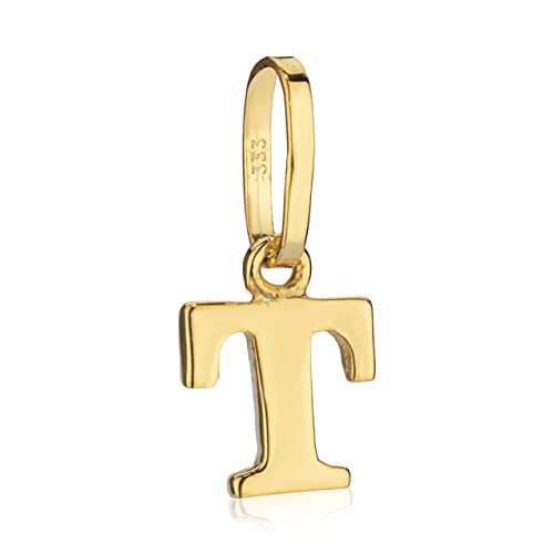 NKlaus Kettenanhänger kleiner Buchstabe T 333 Gelb Gold 8 Karat 6x4mm Kinder Alphabet Amulett 1390 von NKlaus