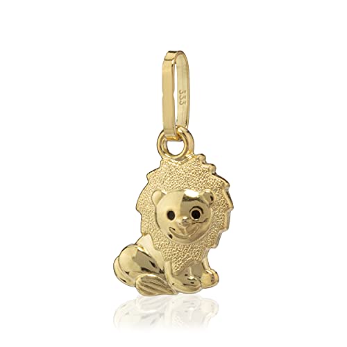 NKlaus Kettenanhänger kleiner Löwe baby 333 Gelb Gold 8 Karat 11,5mm glänzendes Amulett 6513 von NKlaus