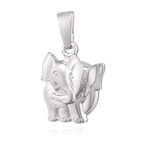 NKlaus Kettenanhänger paar Elefanten 925 Silber matt-glanz Elephant 13,6mm rhodiniert 13729 von NKlaus