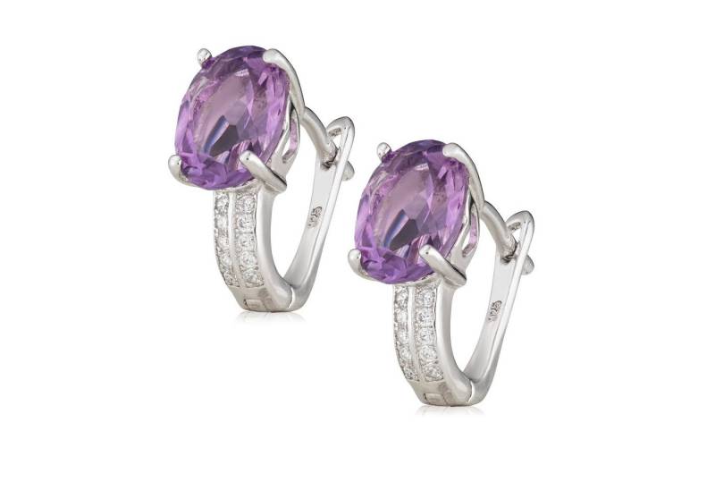 NKlaus Klappcreolen Silber 925 Damen Ohrringe Solitär echt Amethyst Ru von NKlaus