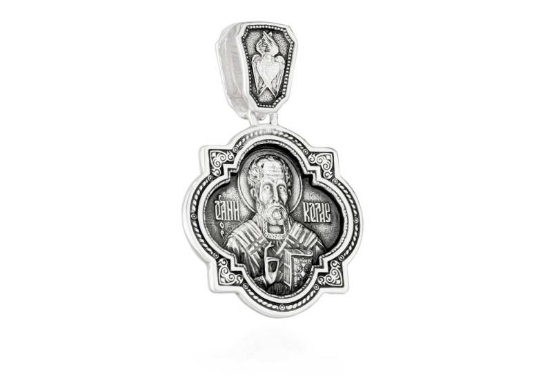 NKlaus Kreuzanhänger Ikone Anhänger 925 Silber Heiliger Nikolaus Wundertäter 22,5mm x 22,5m von NKlaus