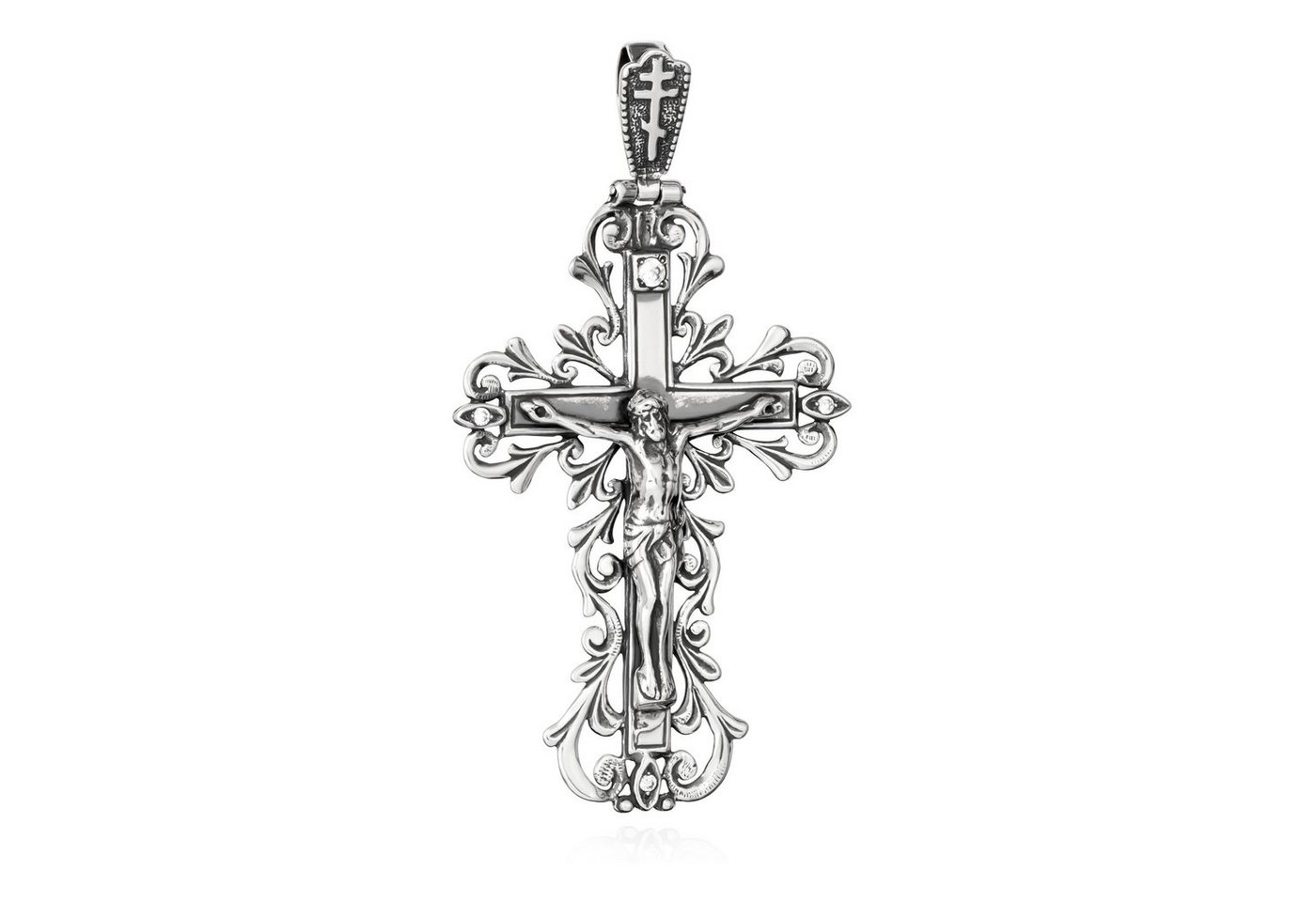 NKlaus Kreuzanhänger Silber Kreuz 925 Sterling mit 4 Zirkonia Orthodox von NKlaus