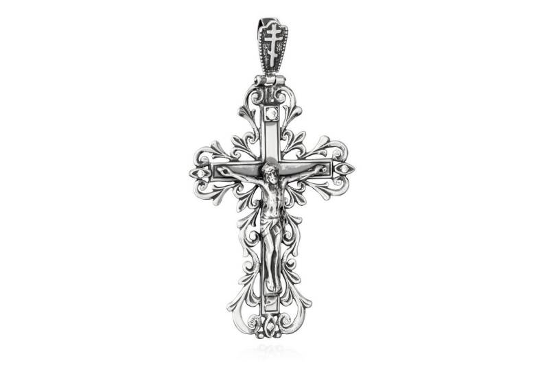 NKlaus Kreuzanhänger Silber Kreuz 925 Sterling mit 4 Zirkonia Orthodox von NKlaus