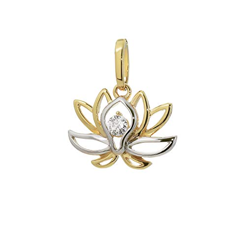 NKlaus Lotus Blume Kettenanhänger 333 8 Karat Gold gelbgold 17x11mm Damen Zirkonia weiß 9216 von NKlaus