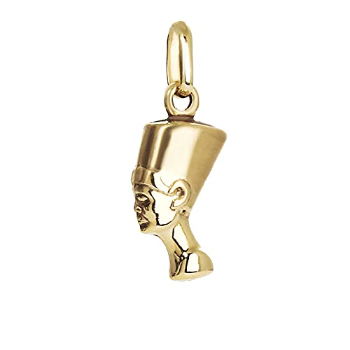 NKlaus Nefertiti in 3D Kettenanhänger 12mm Gelbgold 333 8 Karat Gold Ägypten Königin 7984 von NKlaus