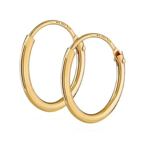 NKlaus PAAR 585 echt GOLD HERREN Creolen Ohrring Ohrschmuck Ohrhänger 13 mm 1751 von NKlaus