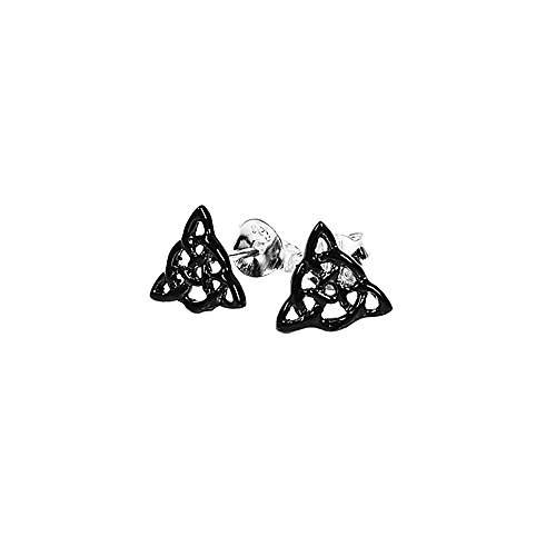 NKlaus PAAR 925 STERLING SILBER Keltische Gothic Knoten Danu Schwarze Ohrstecker 7154 von NKlaus