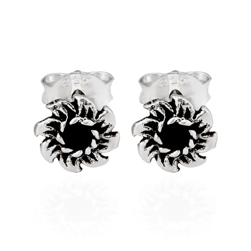 NKlaus PAAR 925 STERLING SILBER Keltische Ohrstecker Blume Anilla Schwarzer Onyx 7036 von NKlaus