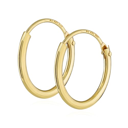 NKlaus PAAR HERREN Creolen ECHT GOLD 333er Ohrring Ohrschmuck Ohrhänger 13 mm 3752 von NKlaus