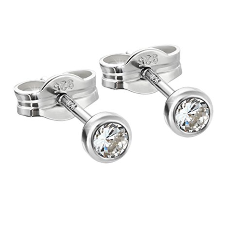 NKlaus PAAR Ohrstecker Silber 925er 3,5mm Cubic Zirkonia DAMEN HERREN KINDER 1939 von NKlaus