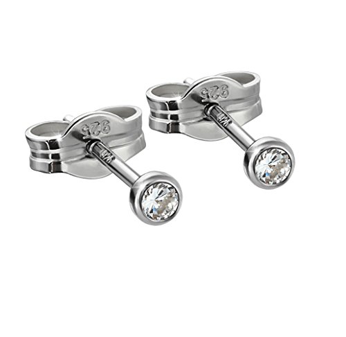 NKlaus PAAR Ohrstecker Silber 925er Rodoniert 2,5mm Zirkonia DAMEN HERREN KINDER 1994 von NKlaus