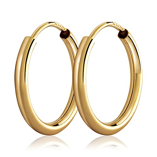 NKlaus Paar 16mm Creolen 333 Gelbgold 1,8mm starke Gold Ohrringe 8 Karat Ohrschmuck 3111 von NKlaus