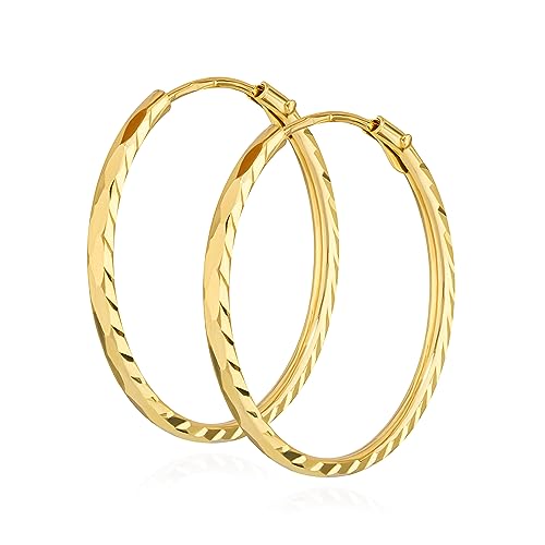 NKlaus Paar 16mm Creolen 333 Gelbgold 8 Karat Ohrringe 1,1mm breites Damen Ohrschmuck 14801 von NKlaus