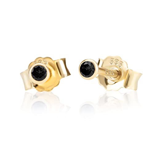 NKlaus Paar 2,5mm 585 Gelb Gold 14 Karat Ohrstecker Kristall Zirkonia Schwarz Butterfly Verschluss Damen Mädchen 11005 NKlaus Paar 2,5mm 585 Gelb Gold 14 Karat Ohrstecker Kristall Zirkonia Schwarz Butterfly Verschluss Damen Mädchen 11005 von NKlaus