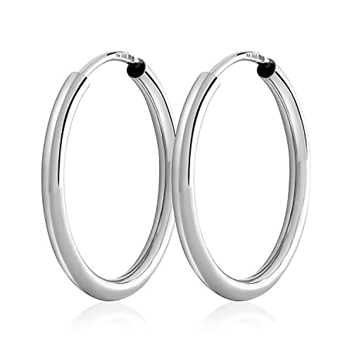 NKlaus Paar 20mm Creolen 925 Sterling Silber 2,0mm starke Ohrringe Silber Ohrschmuck 3090 von NKlaus