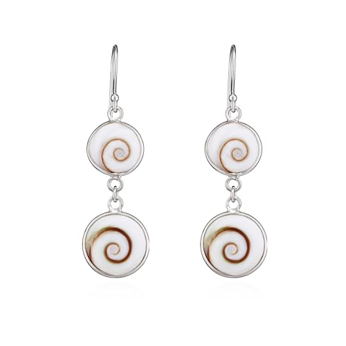 NKlaus Paar 28x13mm Perlmut Muschel Ohrhänger Shiva Auge 925 Silber Motiv Ohrringe 15767 von NKlaus