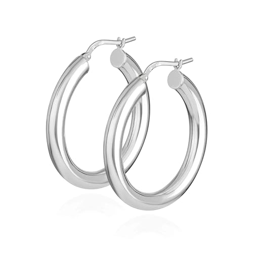 NKlaus Paar 30mm Creolen 925 Silber rund 4mm breit elegante Damenohrringe – stilvoller Schmuck für Frauen, perfekt für Alltag 16404 von NKlaus