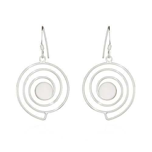 NKlaus Paar 30x25mm Perlmutt Ohrhänger 925 Silber Spirale Ohrringe Damen Durchzieher 15764 von NKlaus