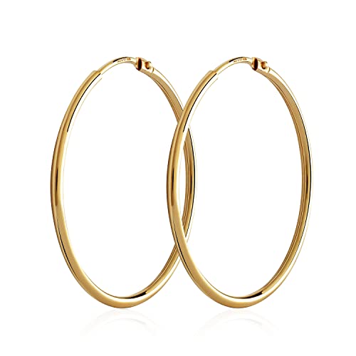 NKlaus Paar 32mm Creolen 585 Gelb Gold 14 Karat Ohrringe Damen Bügelcreolen 1,5mm breit 9696 von NKlaus