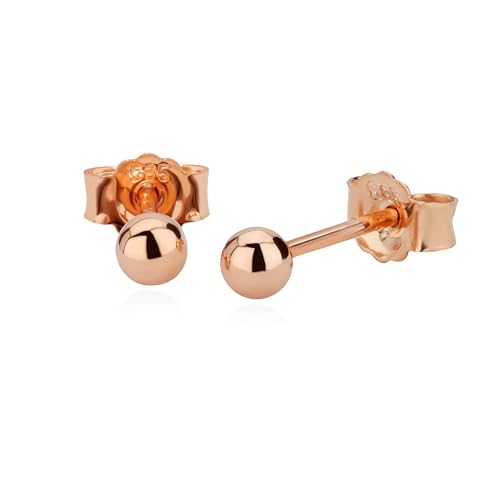 NKlaus Paar 3mm Kugel Ohrstecker 585 14 Karat Rotgold Rosegold Damen Ohrringen 9067 von NKlaus