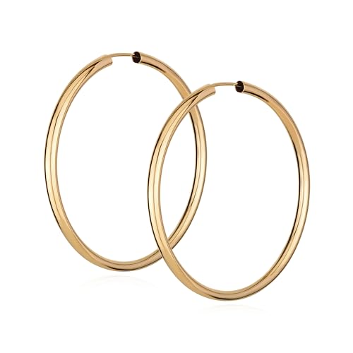 NKlaus Paar 585 Gold gelbgold Creolen Ohrringen Ohrschmuck 2,5mm rund Goldohrringe 50mm 9034 von NKlaus