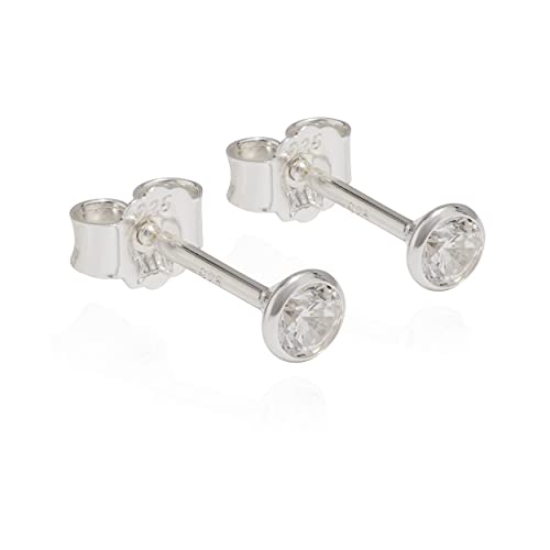 NKlaus Paar 925 Silber Ohrstecker Ohrringe Ohrhänger Cubic Zirkonia Weiß 4,0mm 8854 von NKlaus