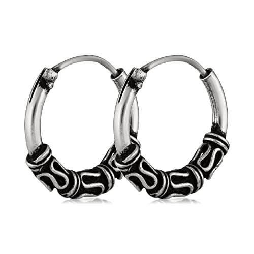 NKlaus Silber Paar 925er Sterlingsilber Ohrringe Keltische Creolen Gothic Celtic Ohrpiercing 14mm 5041 von NKlaus