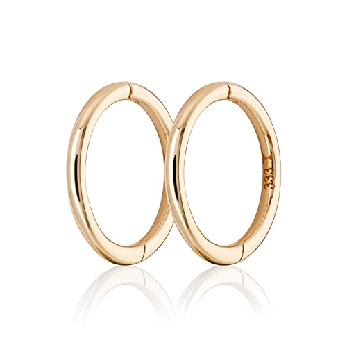 NKlaus Paar 9mm mini Klappcreolen 333 Gelbgold 8 Karat Ohrringe 1,0mm breite Ohrhänger 2132 von NKlaus