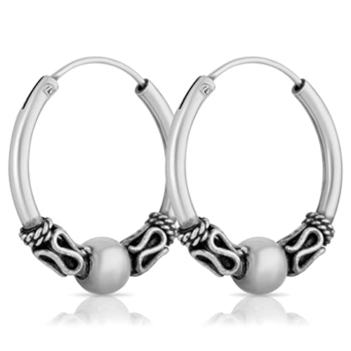 NKlaus Paar Bali Creole Verziert Ø 20 mm 925er Sterling Silber Mittelalter Gothic 2314 von NKlaus