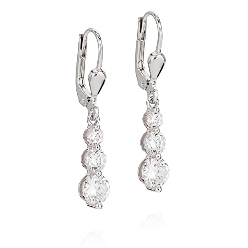 NKlaus Paar Brisur Kristall Ohrhänger 925 Silber mit Zirkonia Weiß Hochzeit Ohrringe 11204 von NKlaus