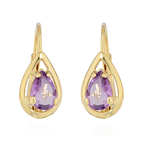 NKlaus Paar Brisur Ohrhänger echt Amethyst 333 Gelb Gold 8 Karat 14x6mm Damen Ohrringe 11917 von NKlaus