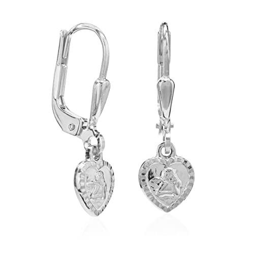 NKlaus Paar Brisur Schutzengel Herz Ohrhänger 925 Silber hochglanz 6x8mm Damen Ohrringe 13498 von NKlaus