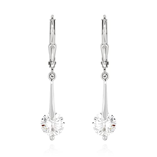 NKlaus Paar Brisur Solitär Ohrhänger 925 Silber glanz 17x5mm Zirkonia weiß Ohrringe 13528 von NKlaus