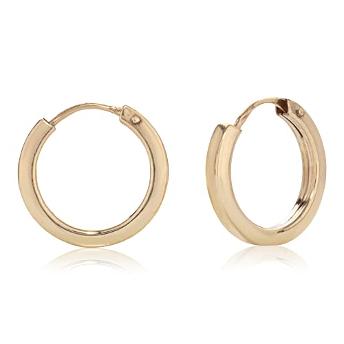 NKlaus Paar Creolen 10mm eckig 333 Gelb Gold 8 Karat Ohrringe Kinder Glanz Goldohrringe 8264 von NKlaus